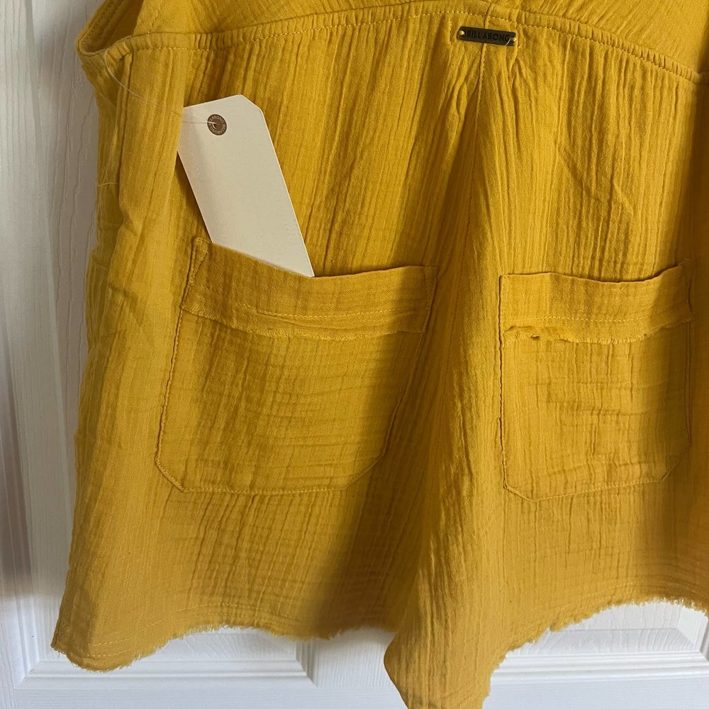 Billabong• Girl On The Run Mustard Yellow Short Overalls - Picture 14 of 16